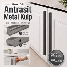 Velora Özen 992 mm 99.2 cm Süper Antrasit Mobilya Kulp Uzun Çekmece Dolap Kapak Kulpu Modern Metal Tasarım