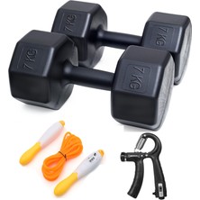 Velora Ps Spor 7 kg Dambıl x 2 Adet + Ayarlanabilir Sayaçlı El Yayı + Sayaçlı Atlama Ipi