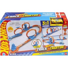 Velora Hot Wheels Oyuncak Araba ve Pist Seti, Üçlü Çember Paketi, 1:64 Ölçekli Araç, Üç Çemberli Pist Parçaları, Kolayca Birleştirilebilen Pistler ve Adaptörler, JDW39