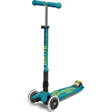 Velora Micro Maxi Deluxe Foldable LED 3 Tekerlekli Katlanabilir Scooter Petrol Yeşili, 5-12 Yaş, Ayarlanabilir Gidon, Işıklı Tekerlekler, 50 kg Taşıma Kapasitesi