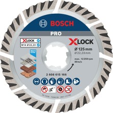 Velora Bosch Professional Elmas Kesme Diski, Standart (Evrensel, X-Lock, Delik Çapı: 22,23 Mm, Kesme Genişliği 2 Mm), 2608615166, Gri, 12,5 cm