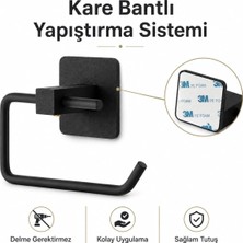 Velora Yapışkanlı Siyah Kare Açık Tuvalet Kağıtlığı Wc Kağıtlık Tuvalet Kağıdı Askısı
