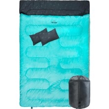 Velora Teton Sports Cascade Çift Kişilik Uyku Tulumu; Aile Kampı Için Hafif, Sıcak ve Rahat, Mavi Yeşil, 221 x 152,4 cm