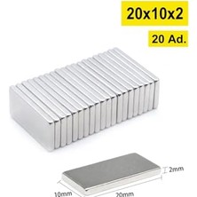 Velora Dünya Magnet 20 Adet - Köşeli Neodyum Mıknatıs, 20X10X2 Mm, Süper Güçlü Magnet, N35 Kalite