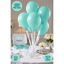 Partixa 5'li Set Turkuaz Mavisi/mint Yeşili Karışımı Renk Premium Lateks Balon - 10-12 Inç (25-30 Cm) Helyum Uyumlu