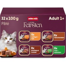 Velora Animonda The Finest Yetişkin Kedi Yemeği, Yetişkin Kediler Için Islak Gıda, Kümes Hayvanlı Gurme Çeşitleri, 32 x 100 G
