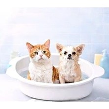 Velora Kedi Köpek Yıkama Küveti, Tahliye Tapalı Pet Banyo Kabı, Kaymaz Tabanlı, Beyaz