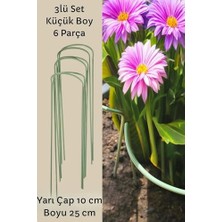 Velora Bitki Destek Kazığı 3’lü Set (6 Adet) – Küçük Boy Metal Bitki Destek Aparatı, Saksı ve Çiçek Için, Yeşil