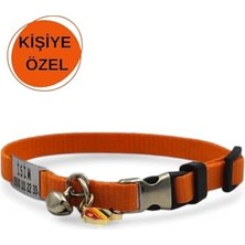 Velora Caramelos Isimli Kedi Tasması, Isimlikli Kedi Tasması, Kedi Künyesi, Sallanmayan Isimlik, Kedi Isimlik Çelik Turuncu-Tek Ebat