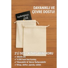 Velora Kitap Kılıfı, Ham Bez, 2'li Set, 20X30 cm