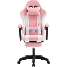 Velora Pink Star Işıklı - Masaj Özellikli Oyuncu Koltuğu Pembe-Beyaz