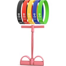 Velora 6lı Set Body Trimmer + Pilates Lastiği Seti Mekik Kürek Çekme Spor Kondisyon Egzersiz Aleti Pembe