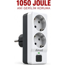 Velora 1050 Joule 2'li Akım Korumalı Duvar Tipi Priz - LED Göstergeli Yıldırım ve Ani Gerilim Koruyucu, Tv, Bilgisayar, Modem, Çamaşır ve Kurutma Makineleri Için /dotvolt