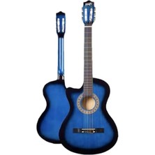Esplendor Mavi Klasik Gitar Seti, Tam Aksesuar ile 4/4 Kesik Kasa