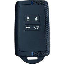 Velora Autohan Keys Austral, Megane 4, Talisman, Clio 5 Için Silikon Anahtar Kılıfı, Petek Desenli, Siyah-Mavi