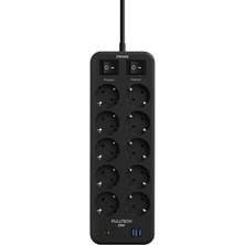 Velora Termal Akım Korumalı, 10'lu Priz Soketi, 10X Priz, 2x Usb, 2x Type-C Girişi, 20W Hızlı Şarj, Isıya Dayanıklı Yapı, Çocuk Korumalı Çoğaltıcı, 2 Metre Kablo (230V/16A/1050J)