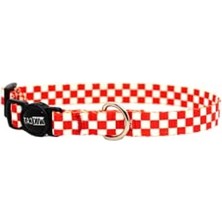 Esplendor Candy Cane Kedi Boyun Tasması, Boğulma Önleyici Kilitli, Zil Hediyeli (Kırmızı,beyaz Kareli)