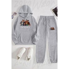 Zoka Wear Friends Dizi Tisort Zokaw Baskılı Gri Kapşonlu Takım