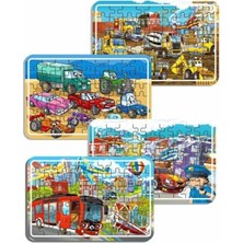 Esplendor Ahşap Puzzle Seti, Araç ve Helikopter Temalı, Çocuklar Için