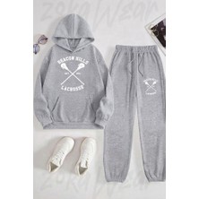 Zoka Wear Beacon Hills Lacrosse Dizi Teen Wolf Baskılı Gri Kapşonlu Takım