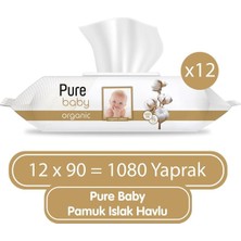 TeknoKapsül Organik Pamuklu Islak Havlu 12×90 (1080 Yaprak)