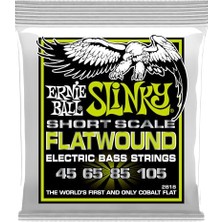 Esplendor Ernie Ball Normal Slinky Flatwound Kısa Ölçekli Elektrik Bas Telleri 45-105 Kalibre (P02818)
