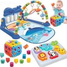 Esplendor Piyanolu Bebek Oyun Halısı Aynalı Müzikli Işıklı + 3D Hayvanlar Bultak Kare Eğitici Set