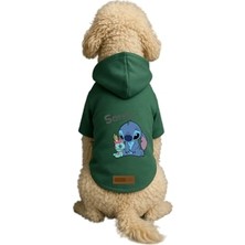 Esplendor Baskılı Içi Polarlı Köpek ve Kedi Kıyafeti & Elbisesi - Yeşil Renk Kapüşonlu Hoodie BFB4E L