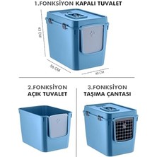 Esplendor HZ-500 Xxl 3 Fonksiyonlu Kedi Tuvaleti, Kapalı/açık Tuvalet ve Taşıma Çantası, 56X40X43 cm (Mavi)          [enerji Sınıfı A]