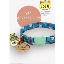 Esplendor Caramelos- Güvenlik Kilitli Kedi Tasması, Isimli Kedi Tasması, Kedi Isimlik, Kedi Künyesi, Safety Click Desen 10-Standart