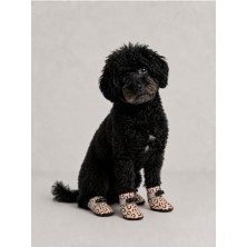 Esplendor Köpek Pati Koruyucu Ayakkabı Leopar Desenli Su Geçirmez Kaymaz Taban 4 Adet, S, PEMBELEOAYAKKABI01, Pembe