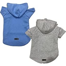 Esplendor Kapişonlu Polar Sweatshirt Köpek ve Kedi Kıyafeti & Elbisesi - Mavi & Gri 2'li Fırsat Paketi Xl Beden