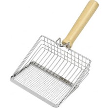 Esplendor Metal Kedi Kumu Elek Kürek - Ahşap Saplı Paslanmaz Kedi Kumu Küreği - Ince Tel Elek Yapılı Hijyenik Kedi Tuvalet Temizleme Küreği - Dayanıklı ve Pratik - 26 cm