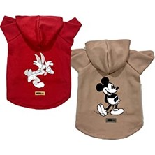 Esplendor Kapişonlu Polar Sweatshirt Köpek ve Kedi Kıyafeti & Elbisesi - Buggs & Mickey 2'li Fırsat Paketi M Beden