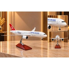 Hace Bazaar Metal Turkısh Aırlınes Yolcu Uçağı Maketi Standlı Dekoratif  ALK6147 -Hcb