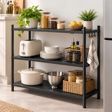 Esplendor 3 Raflı Çok Amaçlı Tekerlekli Metal Depolama Organizer Rafı