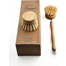 Esplendor Değiştirilebilir Başlıklı Bambu Bulaşık Fırçası, Kolayca Değiştirilebilir Sisal Fırçalı Başlık, Ergonomik Bambu Sapı, Paket Içerisinde Bir Adet Ekstra Yedek Başlık