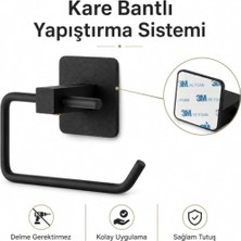 Esplendor Yapışkanlı Siyah Kare Açık Tuvalet Kağıtlığı Wc Kağıtlık Tuvalet Kağıdı Askısı
