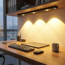Esplendor Hareket Sensörlü Ledli Gece Lambası, Parlaklık Ayarı Yapılabilir, 3000K-6000K, 3 Mod, Kablosuz, Merdiven Aydınlatması, USB Şarj Edilebilir Işık, LED Manyetik Lamba (Akasya - Siyah 60 Cm)          [ene