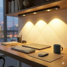 Esplendor Akasya Sensörlü Şarjlı Kabin Altı LED Aydınlatma, Heroled 40CM Ultra Slim Siyah, 3 Farklı Işık Rengi (Gün Işığı/ılık Beyaz/beyaz), Kademesiz Dimmerli, Mıknatıslı, Mutfak, Gardırop, Gece Lambası