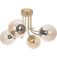 Esplendor Daisy Lüks Modern Tasarım Plafonyer Gold Renk Bal Camlı Salon - Mutfak - Yatak Odas 4 Lü Avize
