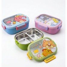 Esplendor Deconox Paslanmaz Çelik 2 Bölmeli Kilitli Yemek Kabı, 850 ml Renkli Desenli Lunch Box, Çelik Iç Hazneli Saklama ve Taşıma Kabı