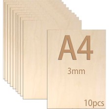 Esplendor 10 Adet 3mm Kontrplak Levha, A4 Kontrplak, 30 x 21 cm Ahşap Levha El Işi, Ahşap Levhalar Dıy Ahşap Işleri, Lazer Işleme, Alev Gravür, Maket, Dekorasyon, Resim (A4-300X210*3MM)