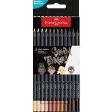 Esplendor Faber-Castell Black Edition Boya Kalemi 12’li Skin Tones, Siyah Lata, Siyah Kağıda Uyumlu, Ergonomik Üçgen Gövde, Ten Renkleri