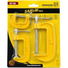 Esplendor Dordoi Sahin 3'lü G Tipi Mengene Seti 1" - 2" - 3" Çelik Karbon G-Clamp Sıkıştırma Kelepçe Seti SHT-296