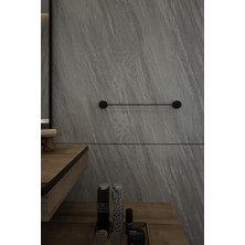 Esplendor Lotus Siyah Uzun Havluluk, Yapışkanlı ve Vidalı Montajlı Havlu Askısı, Mat Siyah Statik Boyama, 35 mm Oval Bantlı Banyo Havlu Tutucu