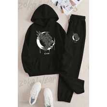 Zoka Wear Karga V3 Baskılı Siyah Kapşonlu Takım