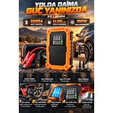 Esplendor Akü Takviye Hava Kompresörü 150 Psı 24000 Mah 2000 Amper Taşınabilir Araç Lastik Şişirme Pompası Powerbank LED Işık Type-C Hızlı Şarj