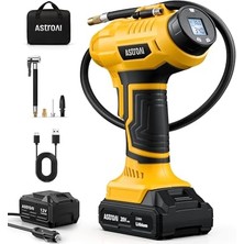 Esplendor 2'si 1 Arada Metal Silindir Hava Kompresörü, 20V Pil ve 12V Araç Güç Kaynağı, Motosiklet, Araba ve Bisiklet Için 160 Psı Taşınabilir Akülü Elektrikli Kompresör