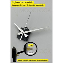 MOOCLOCK Saat Mekanizması  , Akar Sessiz Duvar Saati Mekanizması, 14 mm Şaft, Akrep-Yelkovan-Saniye-(Askılı)